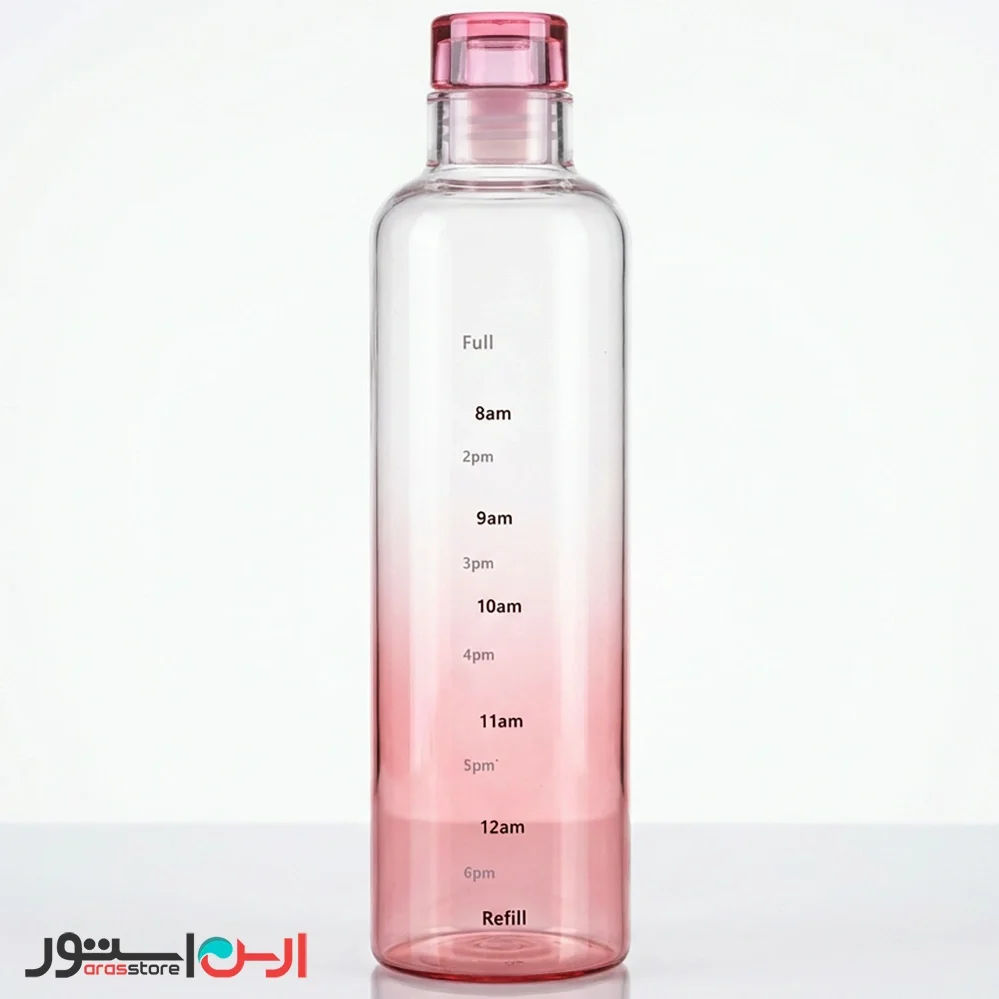 بطری آب شیشهای پیرکس رنگی 550 میل با درب اکرولیک نشکن (صورتی)