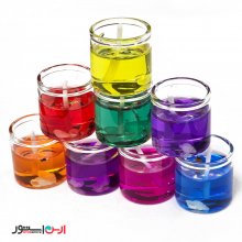 پک شمع رنگی ژله ای 8 تایی با محفظه پیرکس 3*3 سانتی