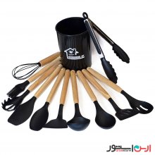 ست 12 پارچه کفگیر سیلیکونی مشکی وارداتی