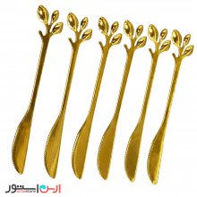کارد کره استیل طلایی مدل برگ 6 عددی ضد زنگ و رنگ ثابت
