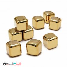 یخ استیل طلایی 8 تایی + انبر طلایی اعلا