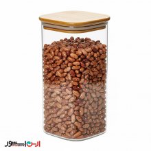 بانکه حبوبات و ماکارونی پیرکس مربعی در بامبو 30 سانتی قطر 10 (30*10)