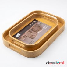 سینی پذیرایی چوبی بامبو مدل هلالی 40*28 سانتی