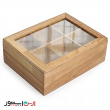 تی باکس و جعبه پذیرایی چوبی 6 خانه رابر 21*16 سانتی