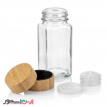 درب تکی شیشه ادویه مکارتی چوبی بامبو اصلی