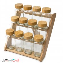 جا ادویه مکارتی درب بامبو 12 تایی با استند دو حالته رابر