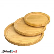 سینی چوبی بامبو گرد لبه‌دار 35 سانتی