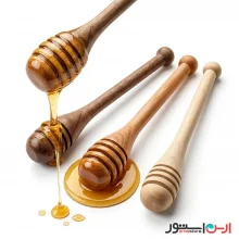 قاشق عسل خوری چوبی شیاردار چوب گردو 12 سانتی