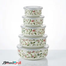 ست ۵ عددی ظروف نگهدارنده درب‌دار لعابی لوکس