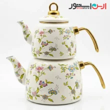 ست کتری و قوری لعابی اصلی طرح گلدار وینتیج