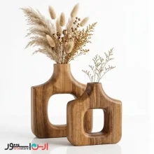 ست گلدان چوبی دوتایی چوب گردو مدل دفرمه مینیمال (اعلا و دست‌ساز)