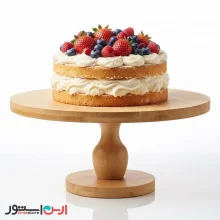 پایه کیک چوبی بامبو اعلا قطر ۲۸ سانتی‌متر (پایه‌دار و ضخیم) | ظرف پذیرایی لوکس