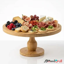 استند و پایه کیک خوری چوبی بامبو قطر ۲۲ سانتی‌متر)